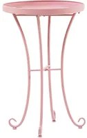 Tavolino da Giardino Rotondo in Metallo Rosa da 40 cm Stile Vintage per Esterno