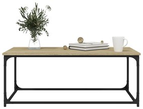 Tavolino rovere sonoma 102x50x40 cm legno multistrato e ferro