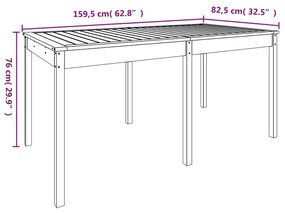 Tavolo da Giardino Nero 159,5x82,5x76 cm Legno Massello di Pino