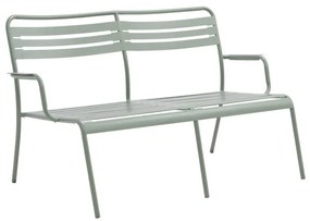Divano da giardino in acciaio verde con braccioli Cafe, 2 posti