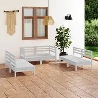 Set Divani da Giardino 6 pz Bianco in Legno Massello di Pino 3082553