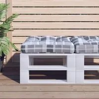 Cuscino per Pallet Motivo a Quadri Grigi 60x60x12 cm in Tessuto 360461