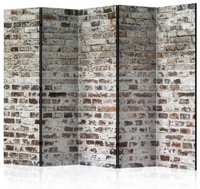 Paravento separè Vecchi muri II - texture urbana di mattoni con elementi di cemento