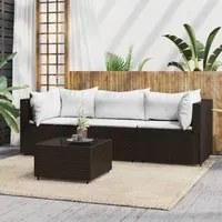 Set Mobili da Giardino 4 pz con Cuscini in Polyrattan Marrone 319751