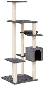 Albero per gatti con tiragraffi in sisal grigio scuro 142 cm