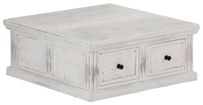 Tavolino da salotto bianco 70x70x30 cm legno massello di mango