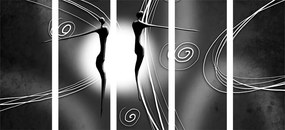 Quadri 5 pezzi – Amore etnico in bianco e nero