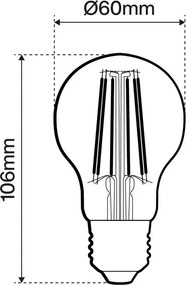 Lampada LED E27 7.3W a Filamento 210lm/W CLASSE A No Flickering - A60 Colore Bianco Caldo 2.700K