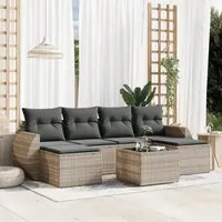 Set Divani da Giardino 7pz con Cuscini Grigio Chiaro Polyrattan 3254069