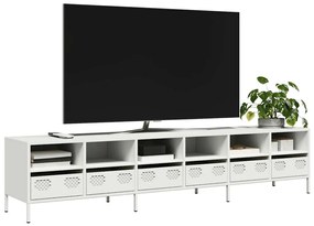 Mobile Tv Bianco 202x39x43,5 Cm İn Acciaio Laminato A Freddo /