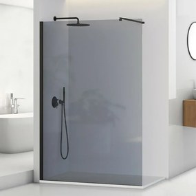 Doccia Walk-In 140 cm nero opaco con vetro fumè H 200 cm Tay