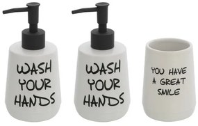 Set accessori linea Wash con 2 dispenser + bicchiere portaspazzolini bianco