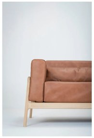 Divano in pelle di bufalo marrone cognac con struttura in rovere massiccio, 210 cm Fawn - Gazzda