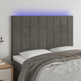 Testiera A Led Grigio Scuro 144x5x118/128cm İn Velluto /