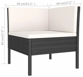 Set Divani da Giardino 11 pz con Cuscini in Polyrattan Nero