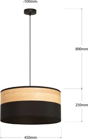Lampadario sospeso con cavo ALBA 1xE27/15W/230V Ø 45 cm, nero/marrone