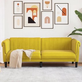 Divano A 3 Posti Giallo İn Velluto /