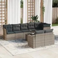 Set Divano da Giardino 9 pz con Cuscini Grigio in Polyrattan 3219220