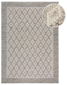 Tappeto grigio tessuto a mano in misto lana 80x150 cm Minerals Diamond - Flair Rugs