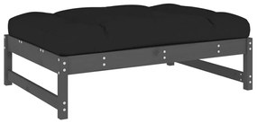 Set divani da giardino 5pz con cuscini in legno massello grigio