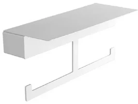 Kamalu - Porta rotolo design moderno doppio gancio in acciaio inox finitura bianca opaca | NUEVO-B