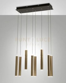 Prado lampadario a sospensione ottone satinato e nero l.60x20cm 8 l...