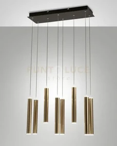 Prado lampadario a sospensione ottone satinato e nero l.60x20cm 8 l...