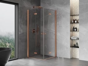 Mexen Mist-F Duo cabina doccia pieghevole 80 x 80 cm, trasparente, rame spazzolato - 8A6-080L-080P-65-00