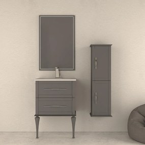Mobile da bagno sospeso sotto lavabo L 60 x H 55 x P 46 cm grigio laccato opaco, 2 cassetti BADEN HAUS TIFFANY