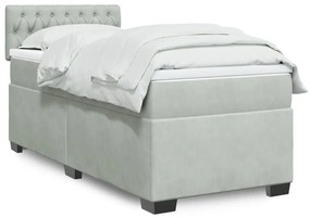 Giroletto A Molle Con Materasso Grigio Chiaro 100x200cm Velluto /