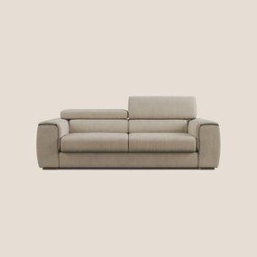 Zeno Divano con pouf estraibile poggiapiedi in tessuto morbido impermeabile T02 beige
