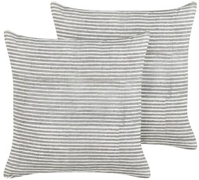 Set di 2 cuscini lino grigio e bianco 50 x 50 cm KANPAS Beliani