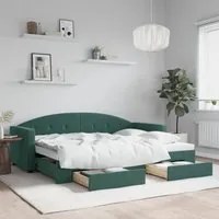 Divano Letto Estraibile Cassetti Verde Scuro 80x200cm Velluto 3197344