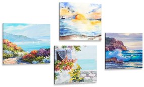 Set di quadri – Vista sul mare in imitazione di pittura