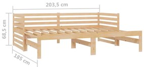 Dormeuse Estraibile 2x(90x200) cm Legno Massello di Pino