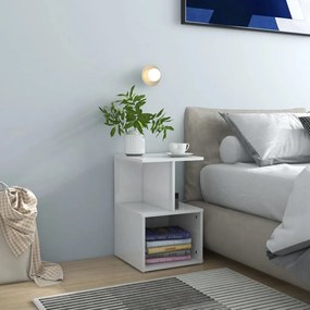 Comodini 2pz Bianco Lucido 35x35x55 Cm İn Legno Multistrato /