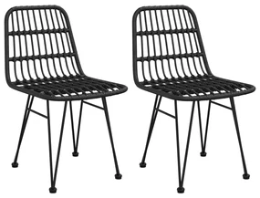 Sedie da giardino 2pz nere 48x62x84 cm rattan pe