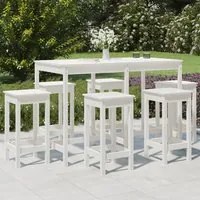 Set Bar da Giardino 7 pz Bianco in Legno Massello di Pino 3154756