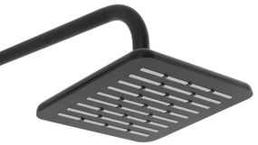 Set Soffione doccia 20 x 20 cm e braccio di 35 cm in finitura nero anticalcare Hidra