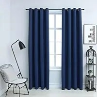 Tende Oscuranti con Anelli in Metallo 2 pz Blu 140x245 cm cod mxl 67691