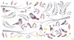 Simpatico adesivo da parete per bambini con uccelli e ramoscelli 80 x 160 cm