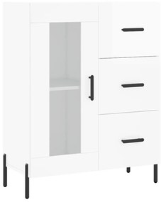 Credenza Bianco Lucido 69,5x34x180 cm in Legno Multistrato