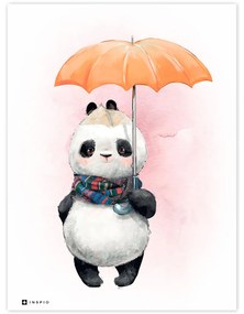 Quadretto per camera dei bambini - Panda con l'ombrello | Inspio