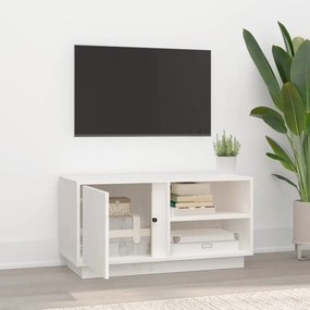 Mobile porta tv bianco 80x35x40,5 cm in legno massello di pino