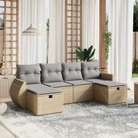 Set Divano da Giardino 6 pz con Cuscini Beige Misto Polyrattan 3264165