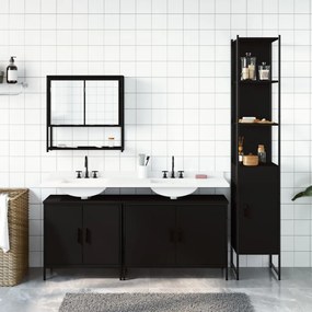 Set mobili da bagno 4 pz nero in legno multistrato