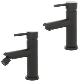 Set miscelatori lavabo e bidet nero opaco con piletta click clack York