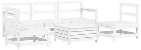 Set divani da giardino 6 pz bianco in legno massello di pino