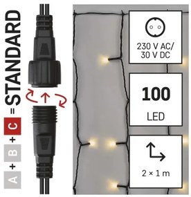 Catena LED natalizia da esterno 100xLED/1x2m IP44 bianco caldo