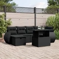 Set Divani da Giardino con Cuscini 7pz Nero Polyrattan 3275135